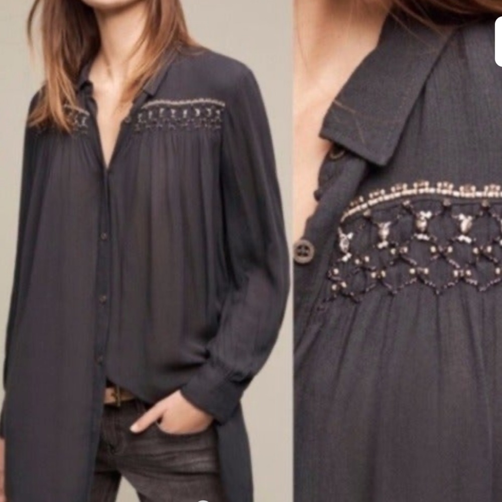 Anthropologie Tunic beaded blouse
